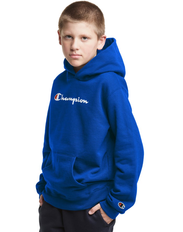 Champion Hoodie Jongens - Blauw - Pullover Script Logo ( 493027-YMD )